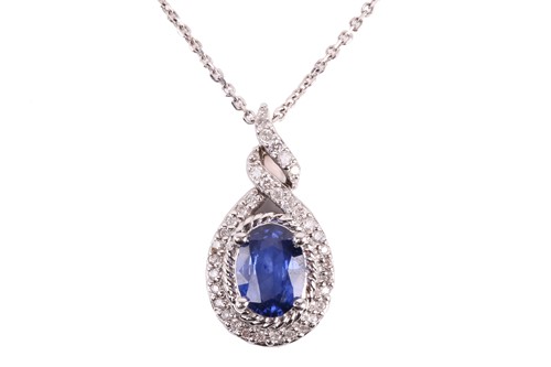 Lot 90 - A sapphire pendant set with a sapphire of...