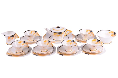 Lot 239 - A 1930s Shelley 'Vogue Sunray' tea set,...