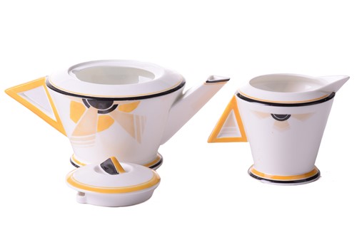 Lot 239 - A 1930s Shelley 'Vogue Sunray' tea set,...