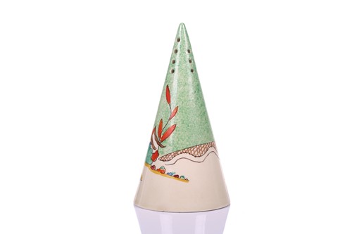 Lot 122 - A 1930s Clarice Cliff conical shape sugar...