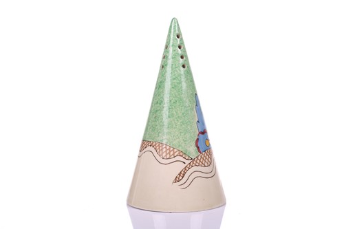 Lot 122 - A 1930s Clarice Cliff conical shape sugar...