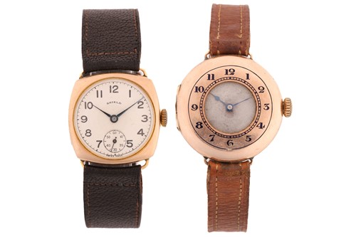 Lot 347 - Two 9ct gold dress watches, the first in the...
