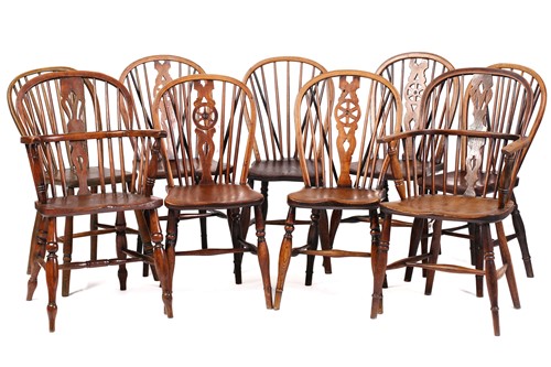 Lot 339 - A mixed set of 19th-century ash and elm...