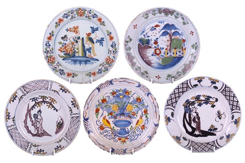 Lot 225 - A group of five various English delft...