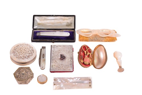 Lot 468 - Collection of mother-of-pearl items including...