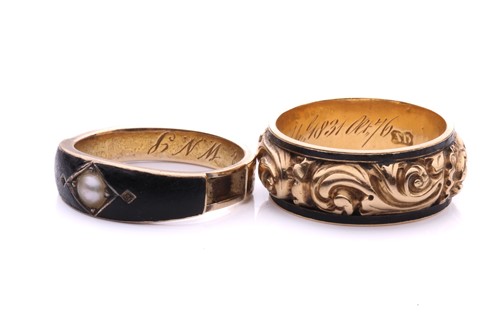 Lot 171 - Two 19th-century mourning rings; the first is...