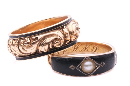 Lot 171 - Two 19th-century mourning rings; the first is...