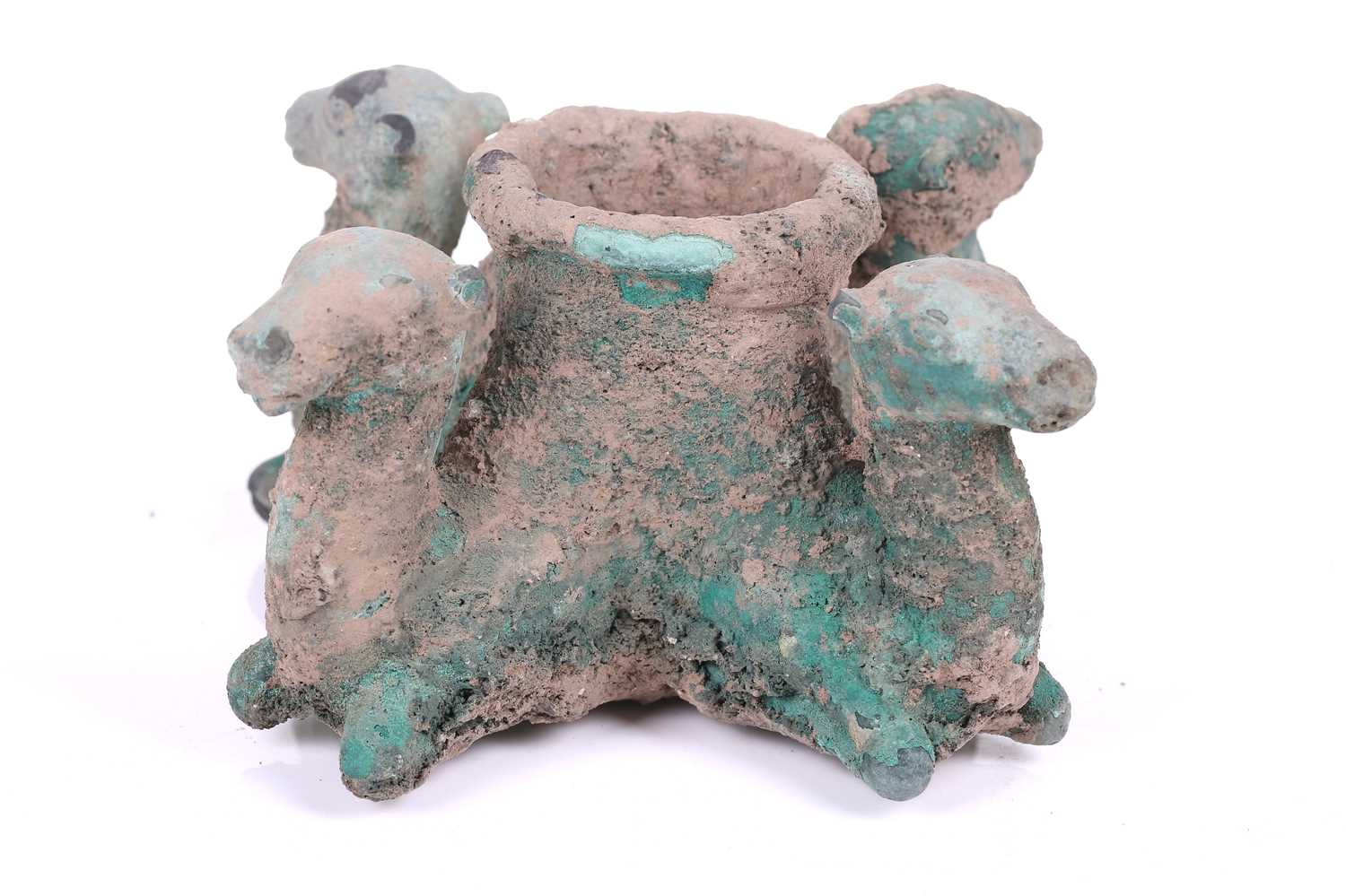 Lot 184 - A Persian bronze vessel in the form of camels,...