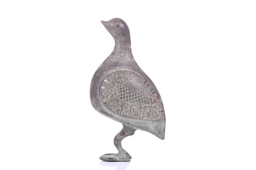 Lot 190 - A Khorasan style bronze bird, Persia, possibly...