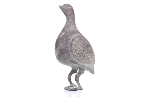 Lot 190 - A Khorasan style bronze bird, Persia, possibly...
