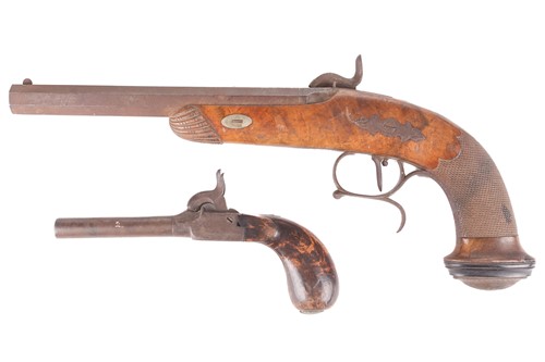 Lot 355 - A French Mid-19th century percussion pistol,...