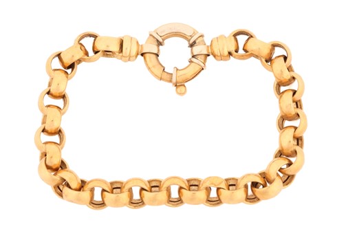 Lot 220 - An Italian belcher link bracelet, the spring...