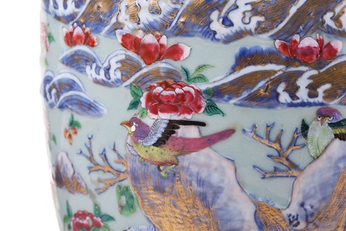 Lot 123 - A large Chinese Famile Rose baluster vase,...