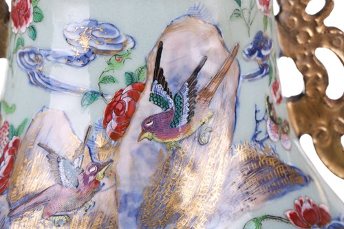 Lot 123 - A large Chinese Famile Rose baluster vase,...