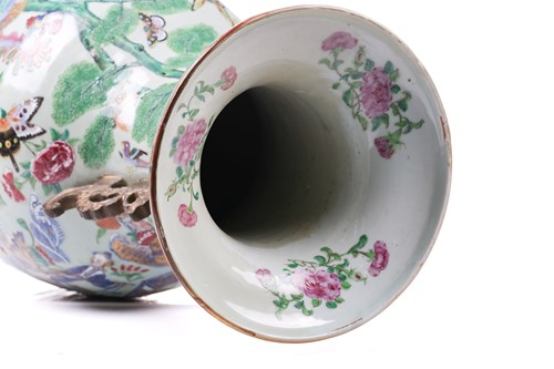 Lot 123 - A large Chinese Famile Rose baluster vase,...