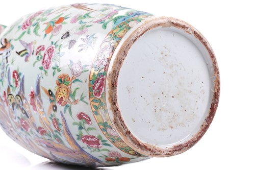 Lot 123 - A large Chinese Famile Rose baluster vase,...