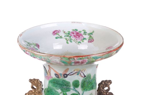 Lot 123 - A large Chinese Famile Rose baluster vase,...