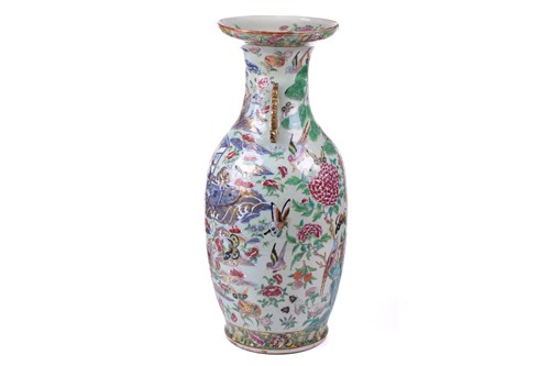 Lot 123 - A large Chinese Famile Rose baluster vase,...