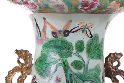 Lot 123 - A large Chinese Famile Rose baluster vase,...