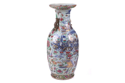 Lot 123 - A large Chinese Famile Rose baluster vase,...