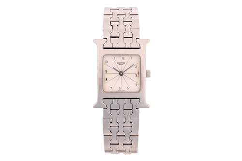 Lot 359 - A Hermes 'H' stainless steel watch, featuring...