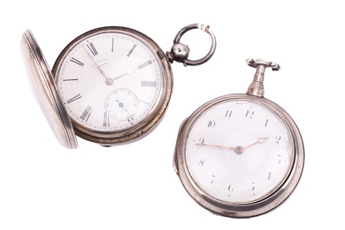 Lot 479 - Two silver pocket watches featuring a silver W...