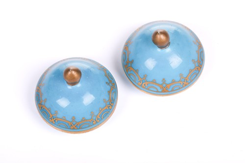 Lot 407 - A pair of small Sevres Bleu Celeste...