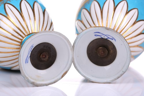 Lot 407 - A pair of small Sevres Bleu Celeste...