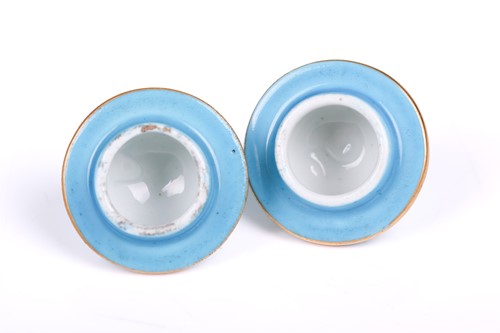 Lot 407 - A pair of small Sevres Bleu Celeste...