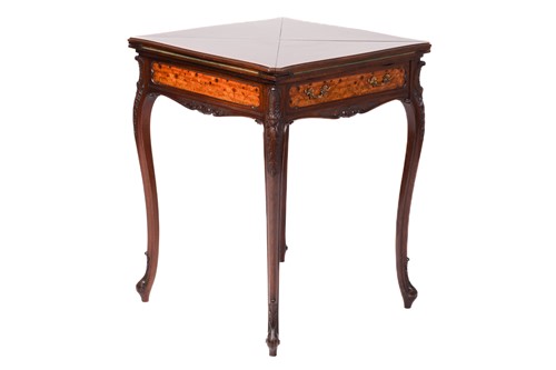 Lot 135 - A late Victorian mahogany envelope card table,...