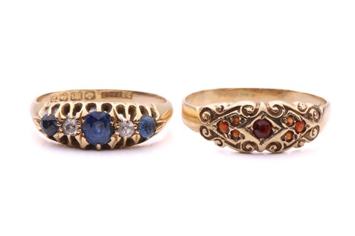 Lot 108 - Two gem-set gold rings; to include an 18ct...