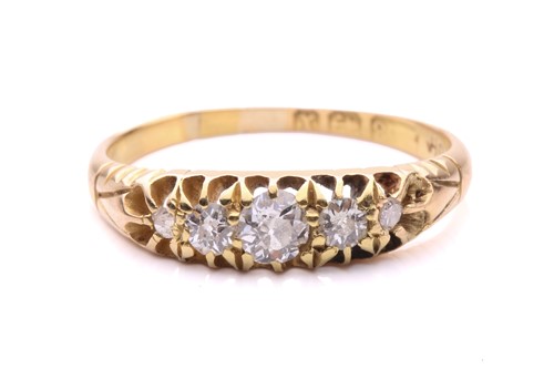 Lot 236 - A Victorian five stone half hoop ring, set...