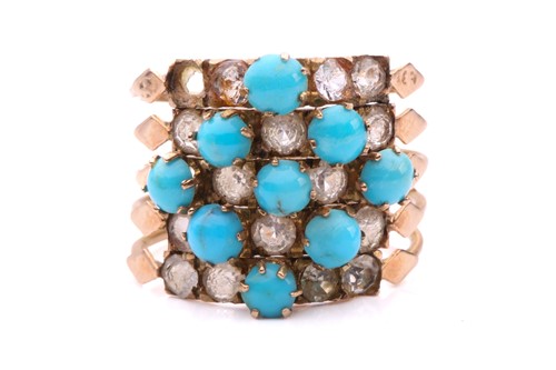 Lot 24 - A five row turquoise and paste harem ring,...