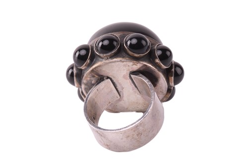 Lot 263 - Georg Jensen - a large onyx cocktail ring,...