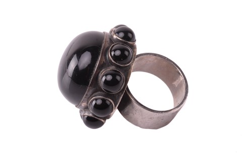 Lot 263 - Georg Jensen - a large onyx cocktail ring,...