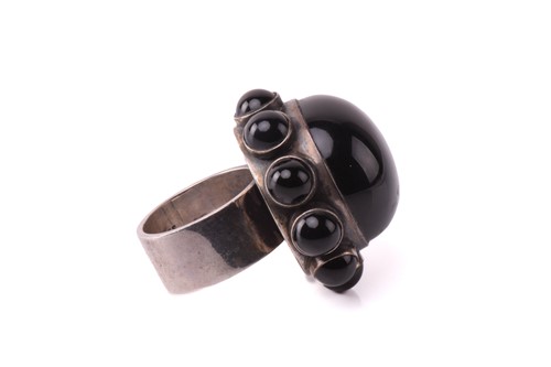 Lot 263 - Georg Jensen - a large onyx cocktail ring,...