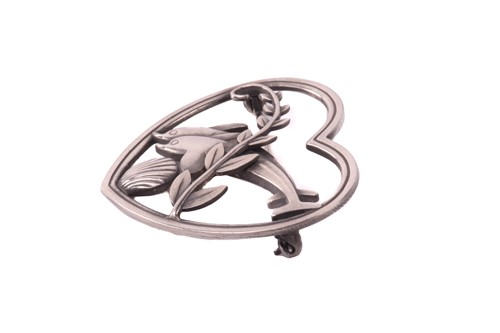 Lot 259 - Georg Jensen - a 'double dolphin' brooch,...