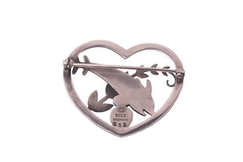 Lot 259 - Georg Jensen - a 'double dolphin' brooch,...