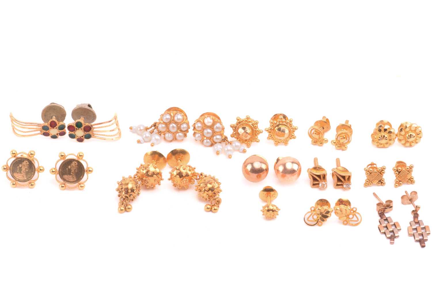 Lot 75 - A collection of Indian earrings with...