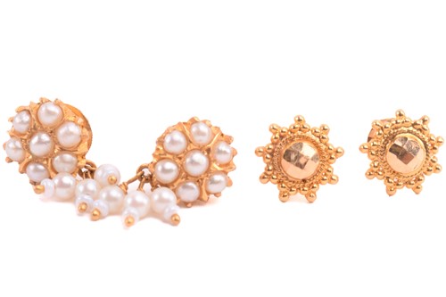 Lot 75 - A collection of Indian earrings with...
