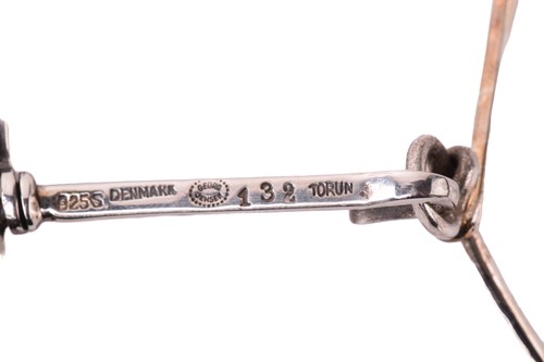 Lot 254 - Georg Jensen - 'Neck Ring' with square smoky...