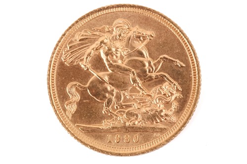 Lot 305 - An Elizabeth II full sovereign, 1980, obverse...