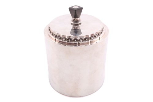 Lot 290 - Georg Jensen - a biscuit barrel of cylinder...