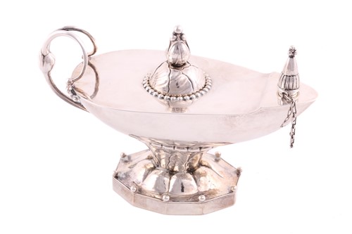 Lot 251 - A Georg Jensen oil lamp, design no.12, the...