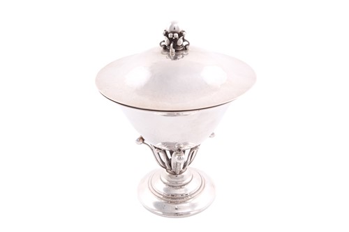 Lot 260 - Georg Jensen - a covered compote, a polished...
