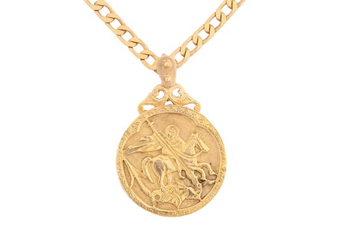 Lot 69 - A gilt St. George and the dragon pendant on...