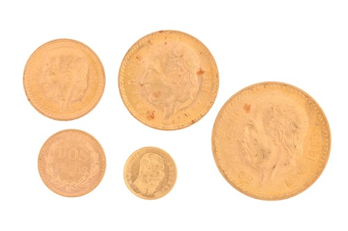 Lot 281 - Mexico - gold coins, comprising Diez pesos...
