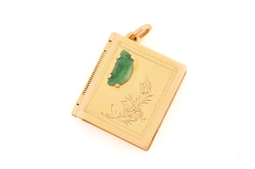 Lot 243 - A jade locket pendant in the form of a book...