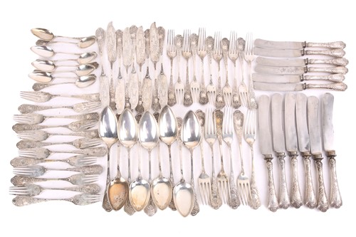 Lot 461 - A loose canteen of German silver flatware,...