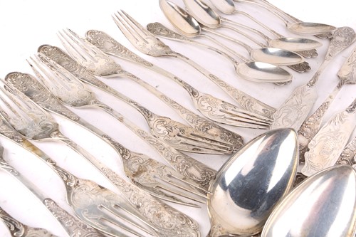 Lot 461 - A loose canteen of German silver flatware,...